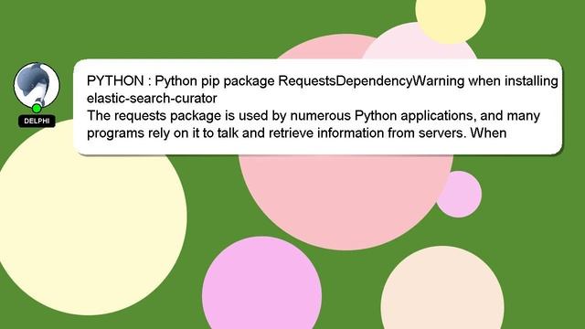 PYTHON : Python pip package RequestsDependencyWarning when installing elastic-search-curator смотреть онлайн