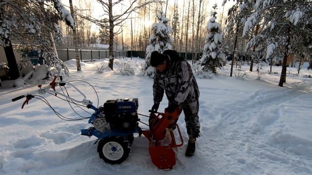 чистка снега мотоблоком. смотреть онлайн