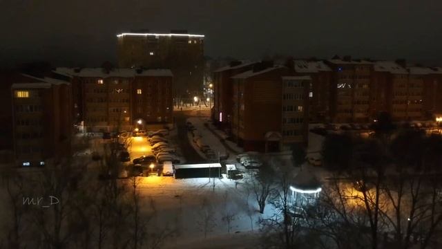 Ночная Шаховская с дрона. Ночь 1-го января. смотреть онлайн