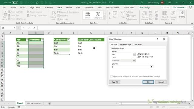 Excel Reducing Data Validation List смотреть онлайн
