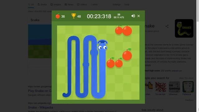 Google Snake Game Speedrun! Small, 5 Apples. 0:46:035 смотреть онлайн
