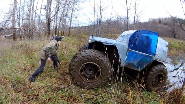 Испытание самодельной лебедки. Покатушки по грязи. смотреть онлайн