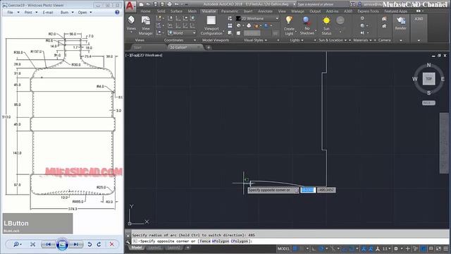 AutoCAD 2D Drawing Gallon Tutorial Exercise 19 смотреть онлайн