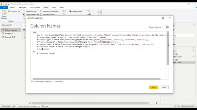 Changing column names dynamically using Power query editor смотреть онлайн