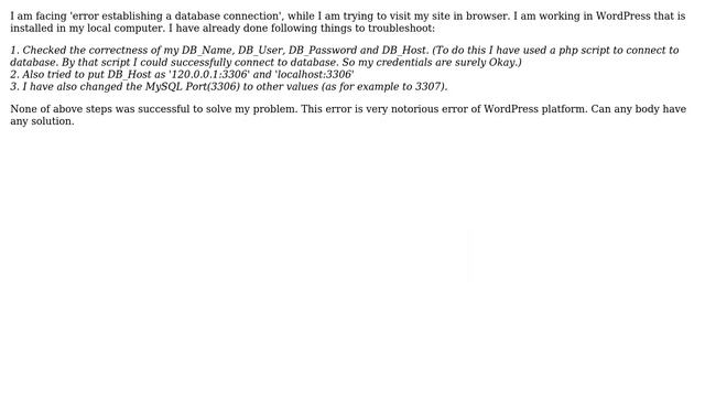 Wordpress: How to solve notorious 'Error Establishing a Database Connection'? смотреть онлайн