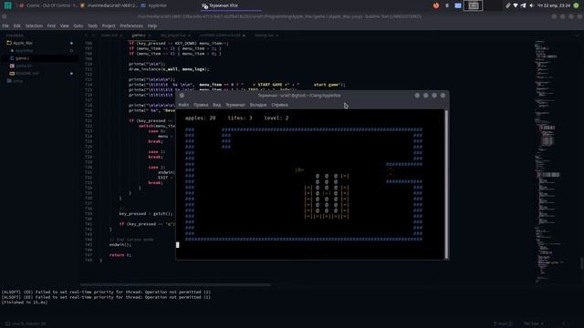 Simple Shooter ASCII Game (C/Ncurses/Linux) смотреть онлайн