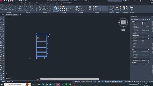 Autocad Dynamic Block - Washbasin unit for WC 2 (Plan, Elevation and Section) смотреть онлайн