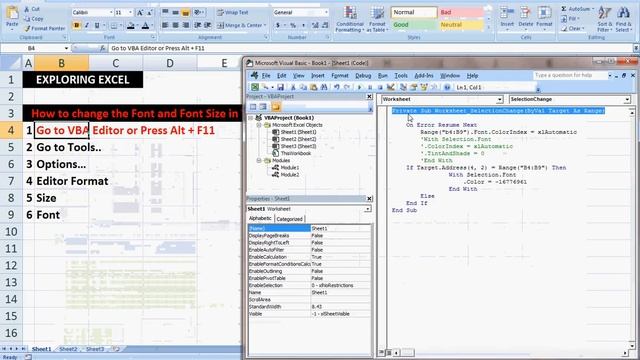 Excel VBA: How to make font and font size bigger in excel VBA Editor смотреть онлайн