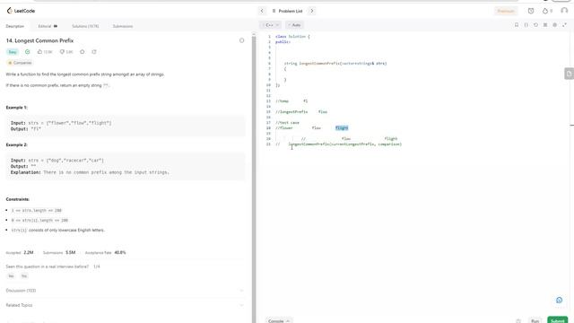 Leet Code - Longest Common Prefix смотреть онлайн