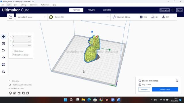 Работа в Cura