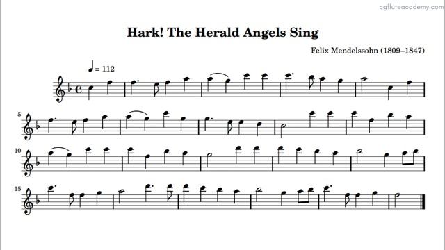 Christmas - Hark the Herald Angels Sing (easy) ♩=112(Actual Speed) Flute & Piano midi with metronom смотреть онлайн