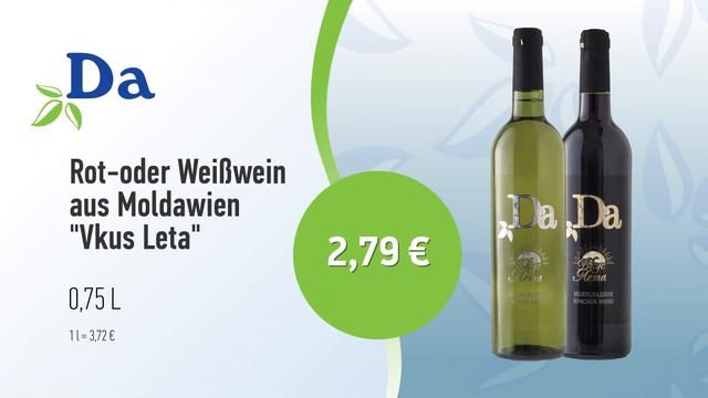 Rot- oder Weißwein aus Moldawien "Vkus Leta" von "DA" // Top Angebote Mix Markt 04.09.-16.09.2023 смотреть онлайн