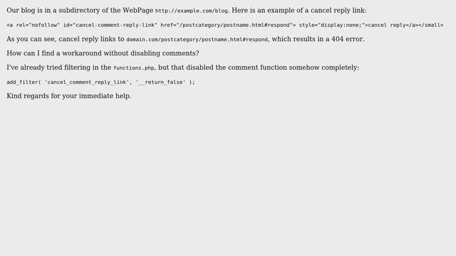 Wordpress: cancel reply link results in 404 error смотреть онлайн