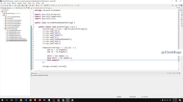 Java 8 - Tutorial - 11. Solving String sorting problem with Sorted and Comparator |#cloudraga смотреть онлайн