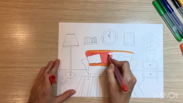 Как нарисовать мебель. Рисунок мебель для детей. Мир созданный человеком. Карандаши и краски. смотреть онлайн