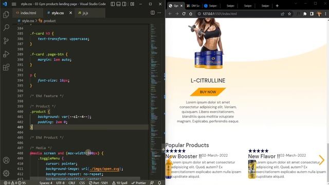 How to create Gym products Landing page || HTML, CSS & Vanila Js. смотреть онлайн