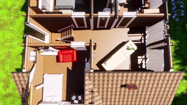 Проект деревянного двухэтажного дома из оцилиндрованного бревна 11-6 на 10 -6 метров смотреть онлайн