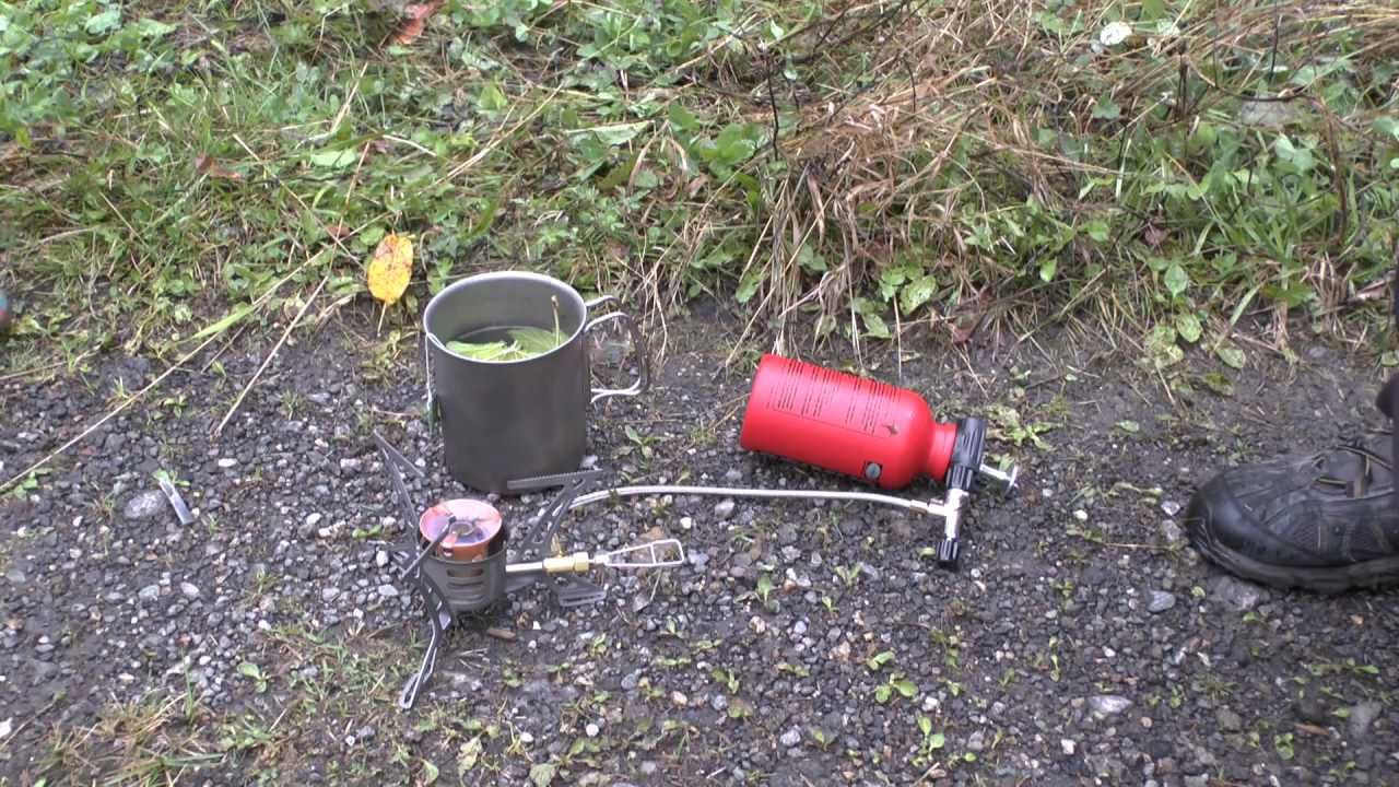 Горелка Primus OmniLite Ti - первый запуск на бензине. смотреть онлайн