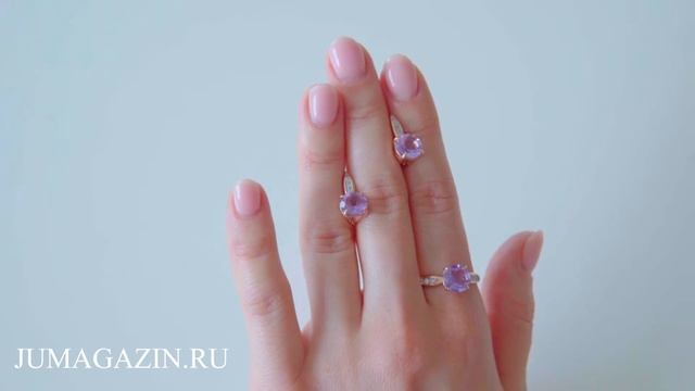 Серьги 33110163ДАм и Кольцо 23110163ДАм - комплект с полудрагоценными вставками! смотреть онлайн