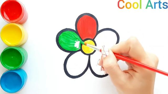 Flower drawing and coloring Раскраска для детей Цветок смотреть онлайн