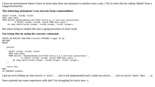 Databases: Call dblink from a trigger function смотреть онлайн