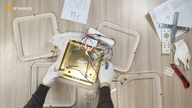 LOOK 100W RGB сборка потолочной светодиодной люстры c пультом от Estares. смотреть онлайн