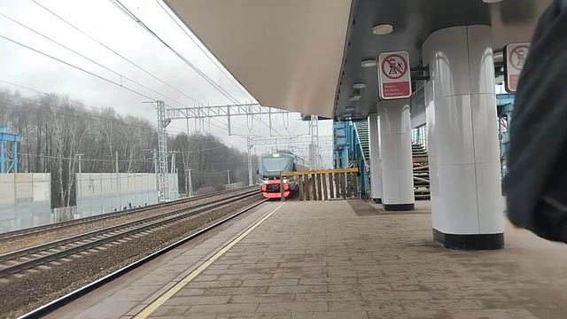 ЭП20-080 до Петербурга с приветливой бригадой и ЭП2ДМ-0260 ЦППК на платформе Ольгино МЦД-4 смотреть онлайн