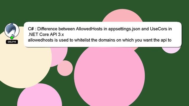 C# : Difference between AllowedHosts in appsettings.json and UseCors in .NET Core API 3.x смотреть онлайн