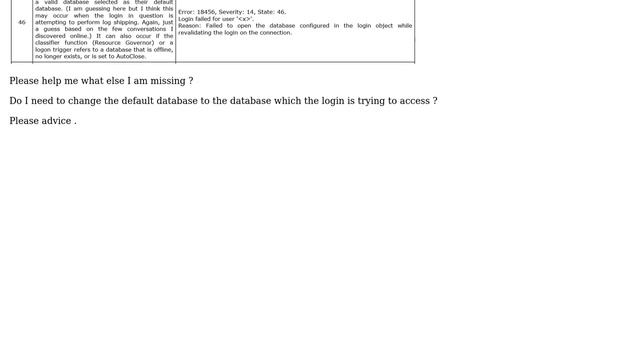Databases: Error: 18456, Severity: 14, State: 46 (2 Solutions!!) смотреть онлайн