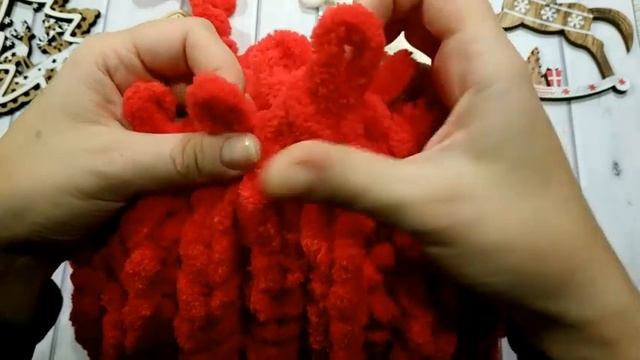 Новогодний колпак из Alize Puffy за час. Мастер-класс. смотреть онлайн