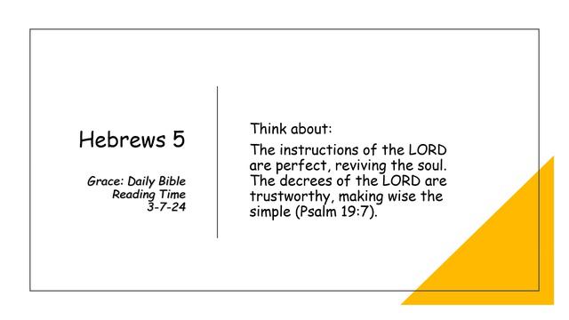 3-7-24 Hebrews 5 смотреть онлайн