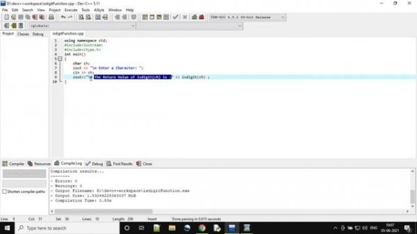 IsDigit() Function in c++, how to check the input is number or not using isdigit() function in c++.