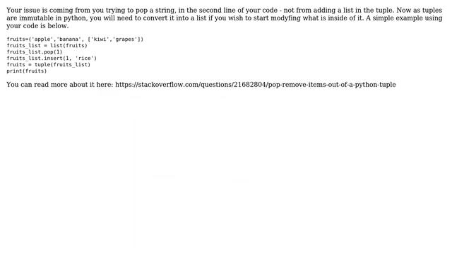 AttributeError: 'int' object has no attribute 'pop' (2 Solutions!!) смотреть онлайн