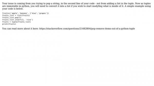 AttributeError: 'int' object has no attribute 'pop' (2 Solutions!!)