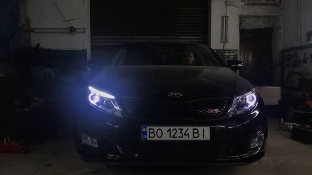 Тюнинг фар Kia Optima TF + Crystal LED + поворот смотреть онлайн