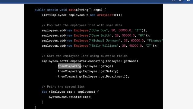 Java 8 sort with Four fields of employee class Interview Question смотреть онлайн