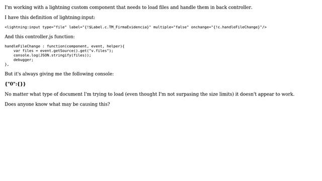 Salesforce: lightning:input type="file" not working смотреть онлайн