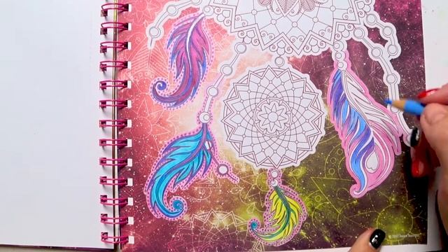 Процесс раскрашивания раскраски антистресс || как раскрашивать красиво || ловец снов смотреть онлайн