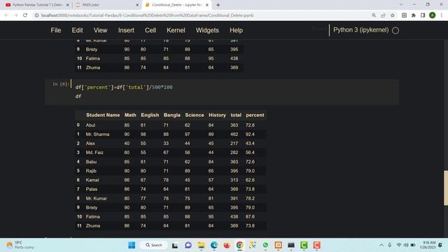 Python Pandas Tutorial 8 | Conditional delete from a Dataframe | Aksadur | Bangla смотреть онлайн