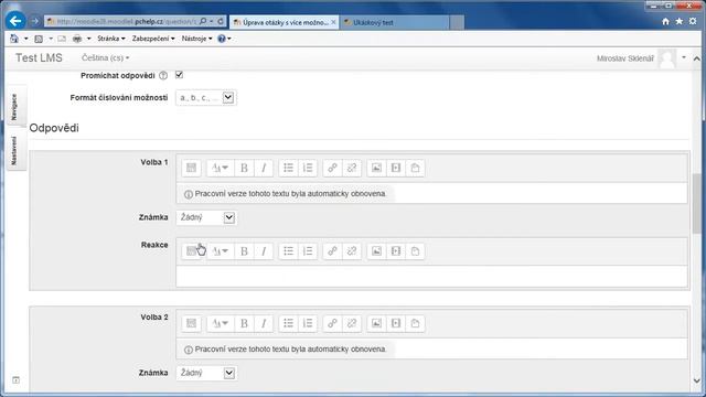 LMS Moodle - Test - Úloha s výběrem odpovědí I. (4. část) смотреть онлайн