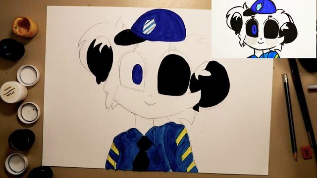 Пигги POLEY Рисунок Roblox Police. Персонаж из игры Роблокс. смотреть онлайн