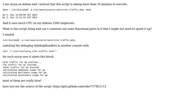 DevOps & SysAdmins: syscp cron_traffic.php needs 10 minutes to execute смотреть онлайн