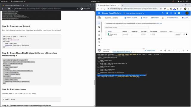 Kubernetes Dashboard set up using Google Kubernetes Engine | Google Cloud Platform - Part 7 смотреть онлайн
