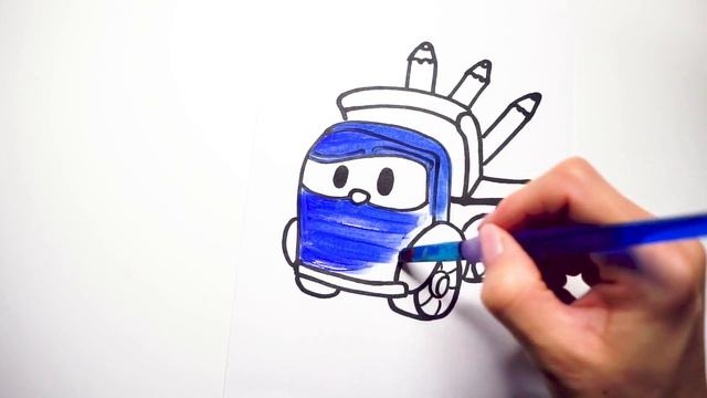 Как нарисовать машинку ГРУЗОВИЧОК ЛЕВА. How to draw LEVA TRUCK. Рисунок Грузовичок Лёва поэтапно. смотреть онлайн