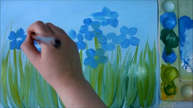 Рисование для малышей Рисуем цветы Цветочная поляна гуашью смотреть онлайн
