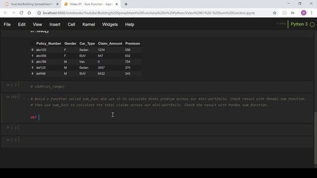 Video 1 - Spreadsheet vs Python Functions - SUM Function смотреть онлайн
