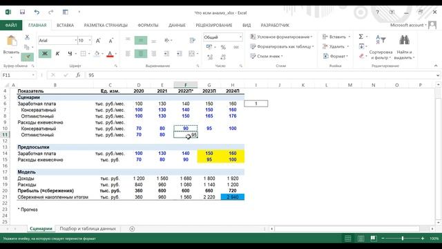 Что-если анализ в Excel (часть 1) - создание сценариев смотреть онлайн