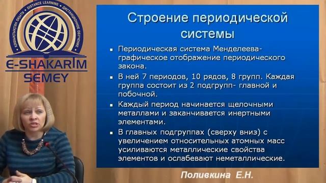 Периодический закон и периодическая система химических элементов Д И Менделеева Лекция 2 смотреть онлайн