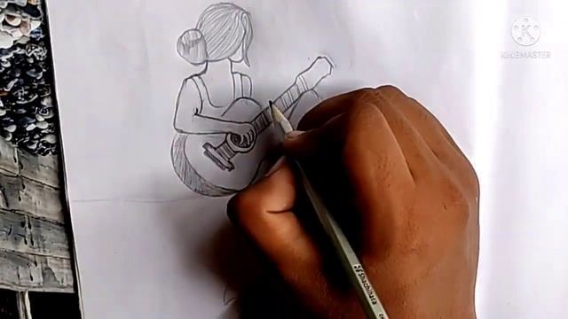 GIRL PLAYING GUITAR SKETCH/DRAW смотреть онлайн